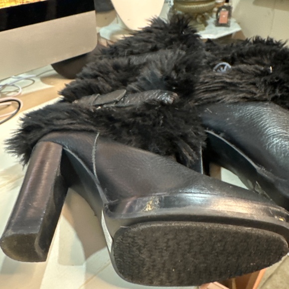 MK boots black pebbled leather winter boots fur lined - Picture 13 of 16